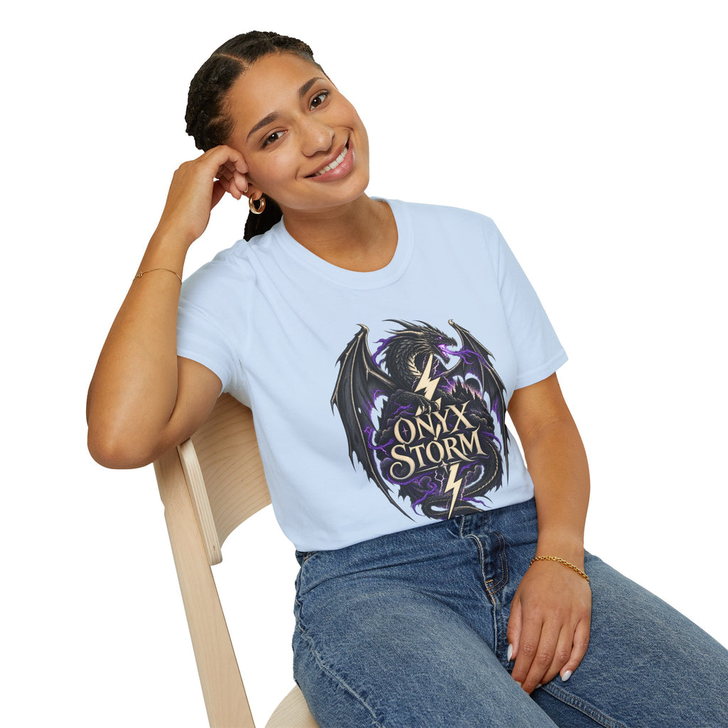 Onyx Storm Dragon T-Shirt | Book Inspired Gothic Lightning Fantasy Tee