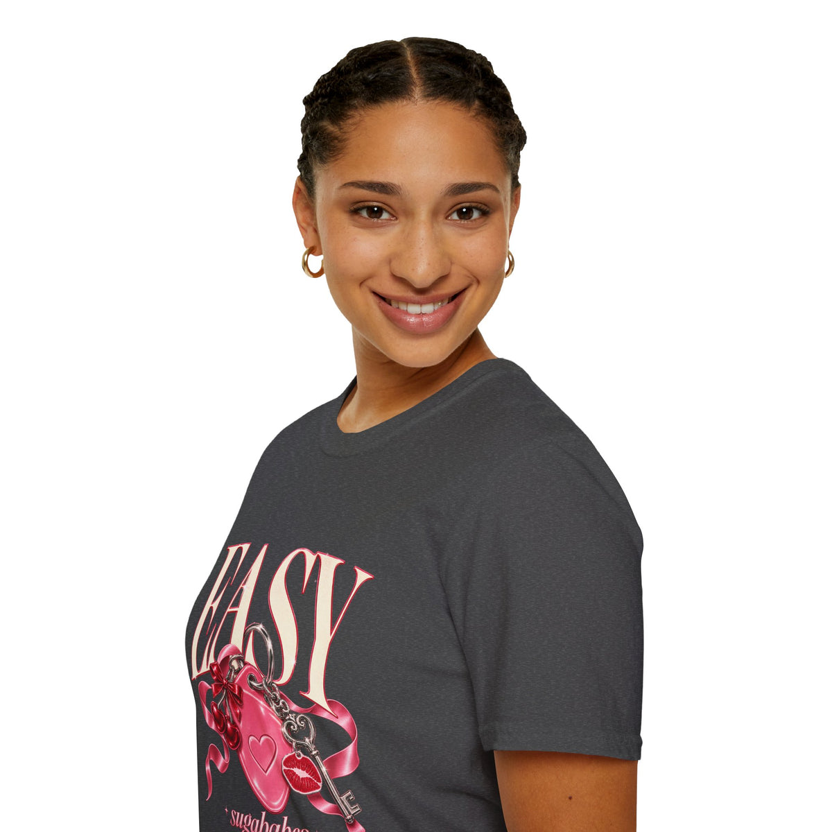 Sugababes | Easy Lockheart Pink Key & Heart Graphic T Shirt