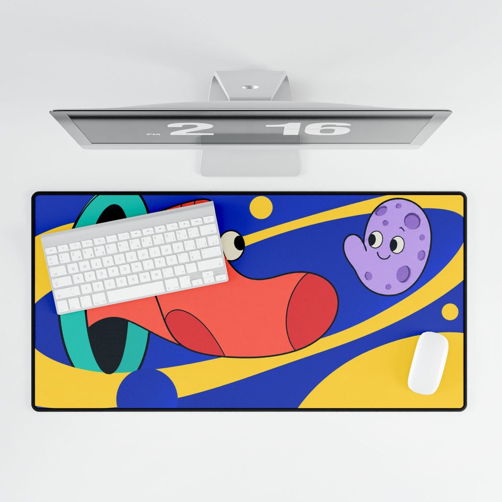 Playful Space Sock Desk Mat | Colourful Cartoon Mousepad for Kids & Gamers