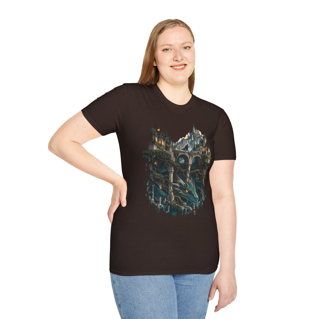 Quests and Adventures | Japanese Style | Anime Fantasy Dragon Castle T Shirt