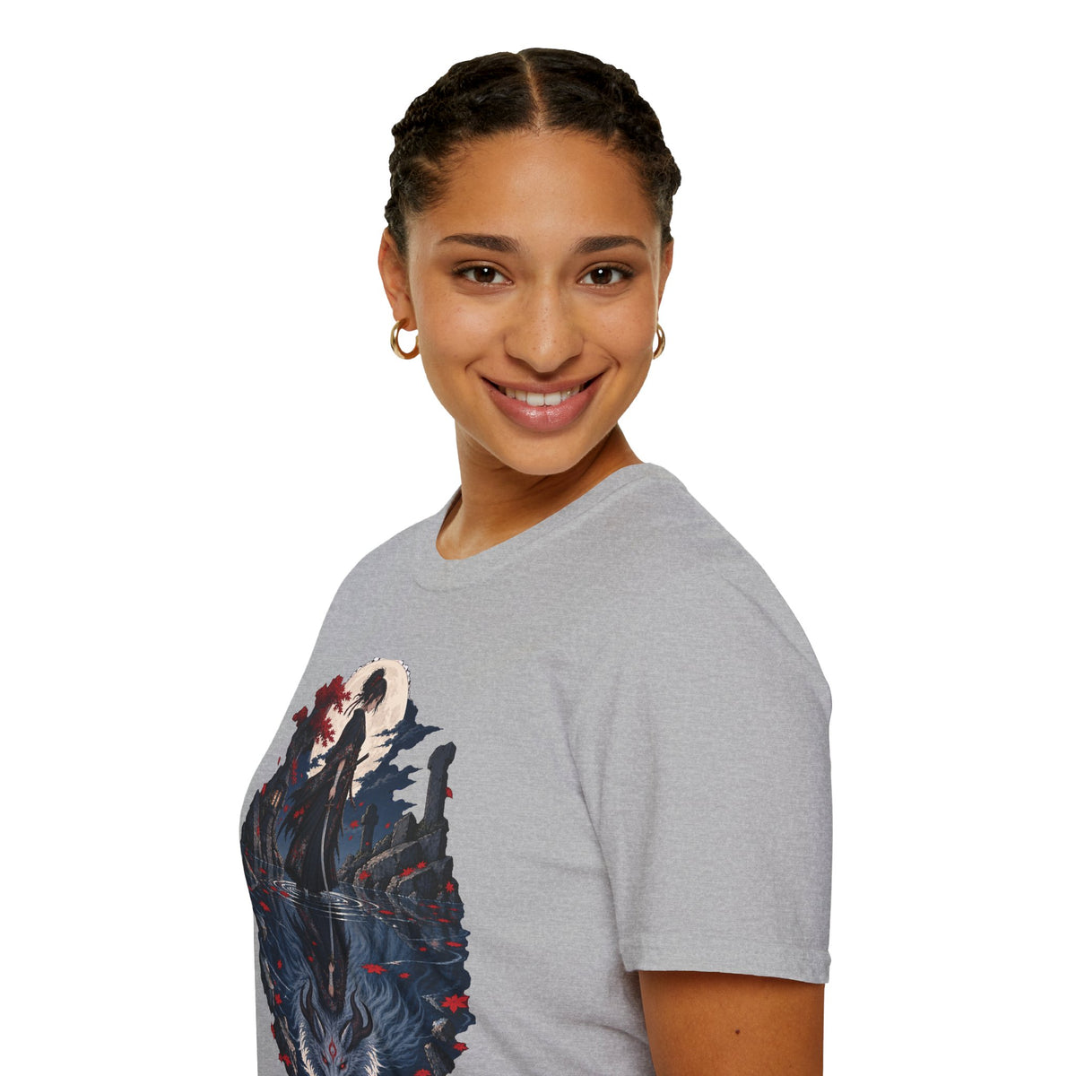 Reflection of a Monster | Moonlit Wolf Spirit T-Shirt | Samurai Silhouette Graphic Tee