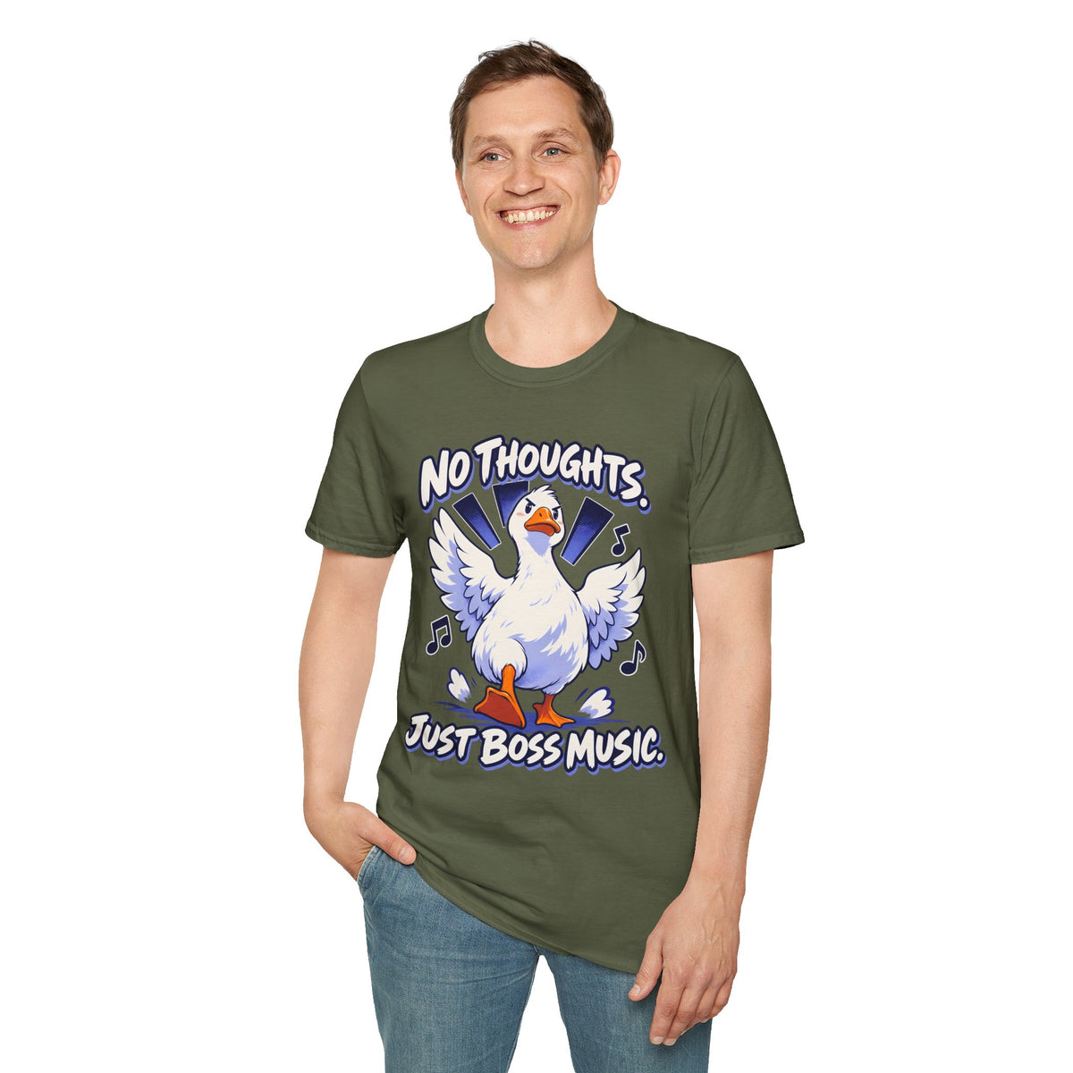 Cute Goose | No Thoughts, Just Boss Music T Shirt