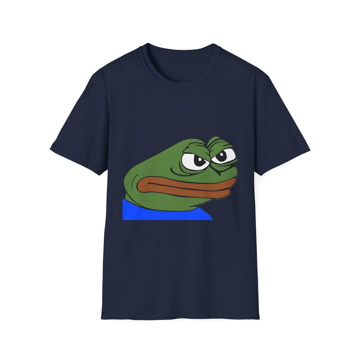 grumpy pepe frog graphic tee, product image showing the garment or product detail.