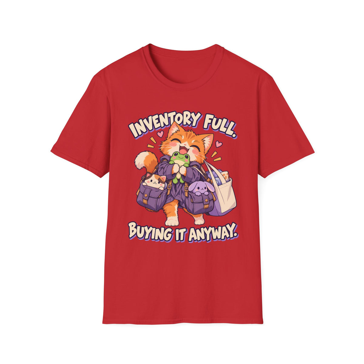Inventory Full, Buying It Anyway | Cute Cat Anime Funny Tee