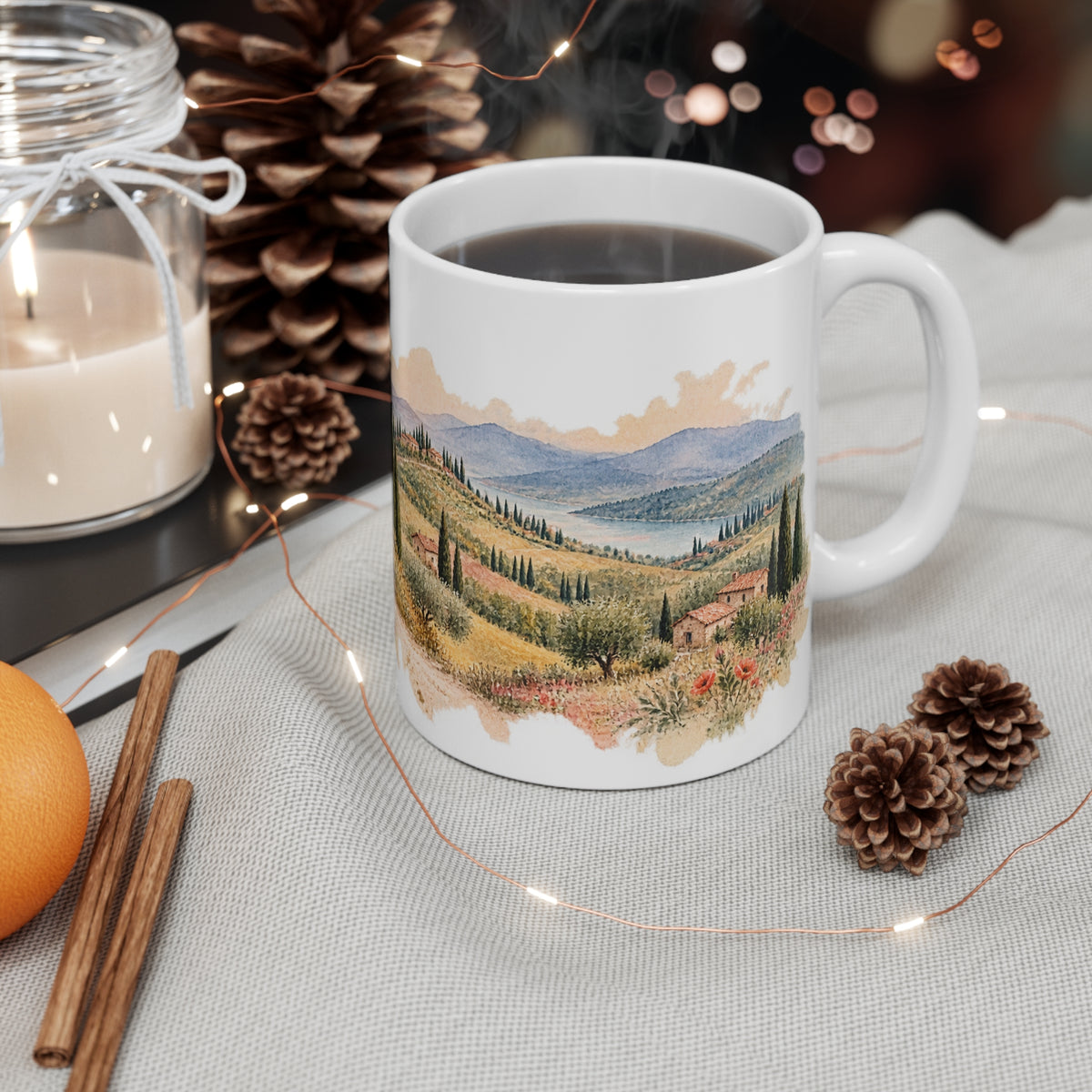 Tuscan Hills Watercolour Mug | Italian Countryside