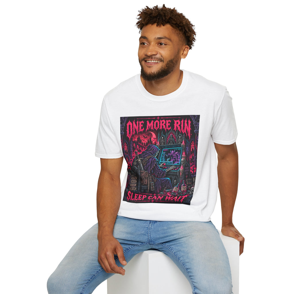 One More Run T‑Shirt — 'Sleep Can Wait' Retro Horror Gaming Tee