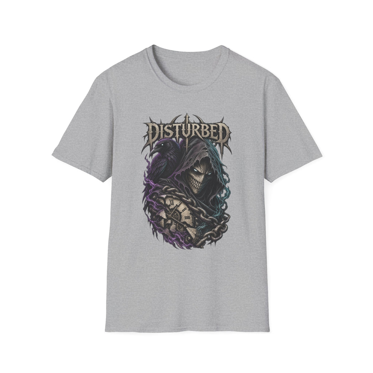 Disturbed | Grim Reaper and Chains Heavy Metal Band Graphic T-Shirt