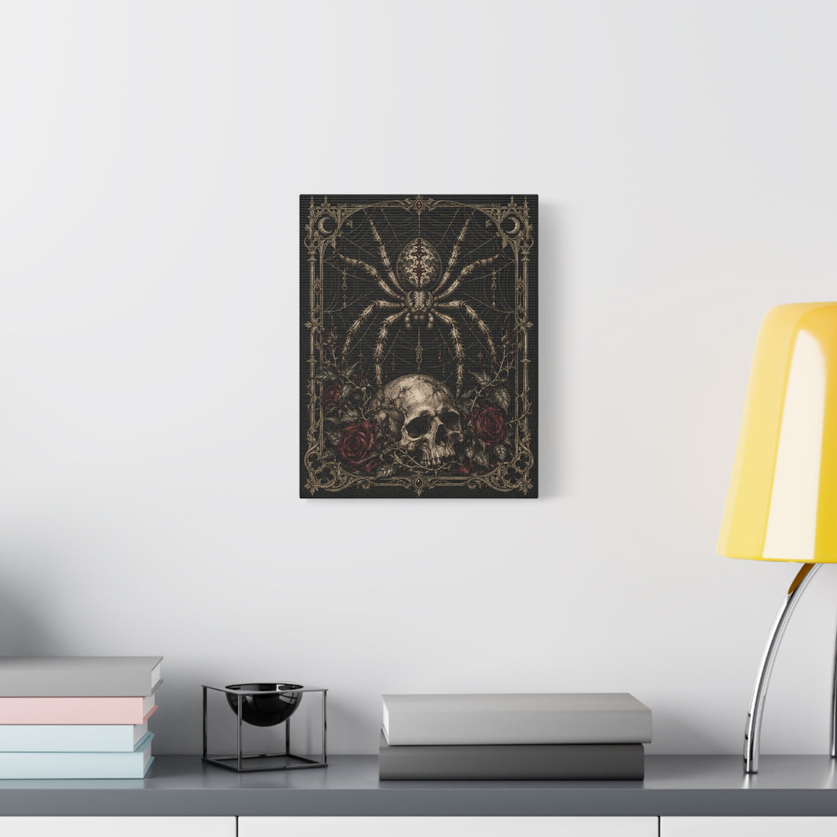 Canvas | Gothic Skull & Spider | Occult Wall Art
