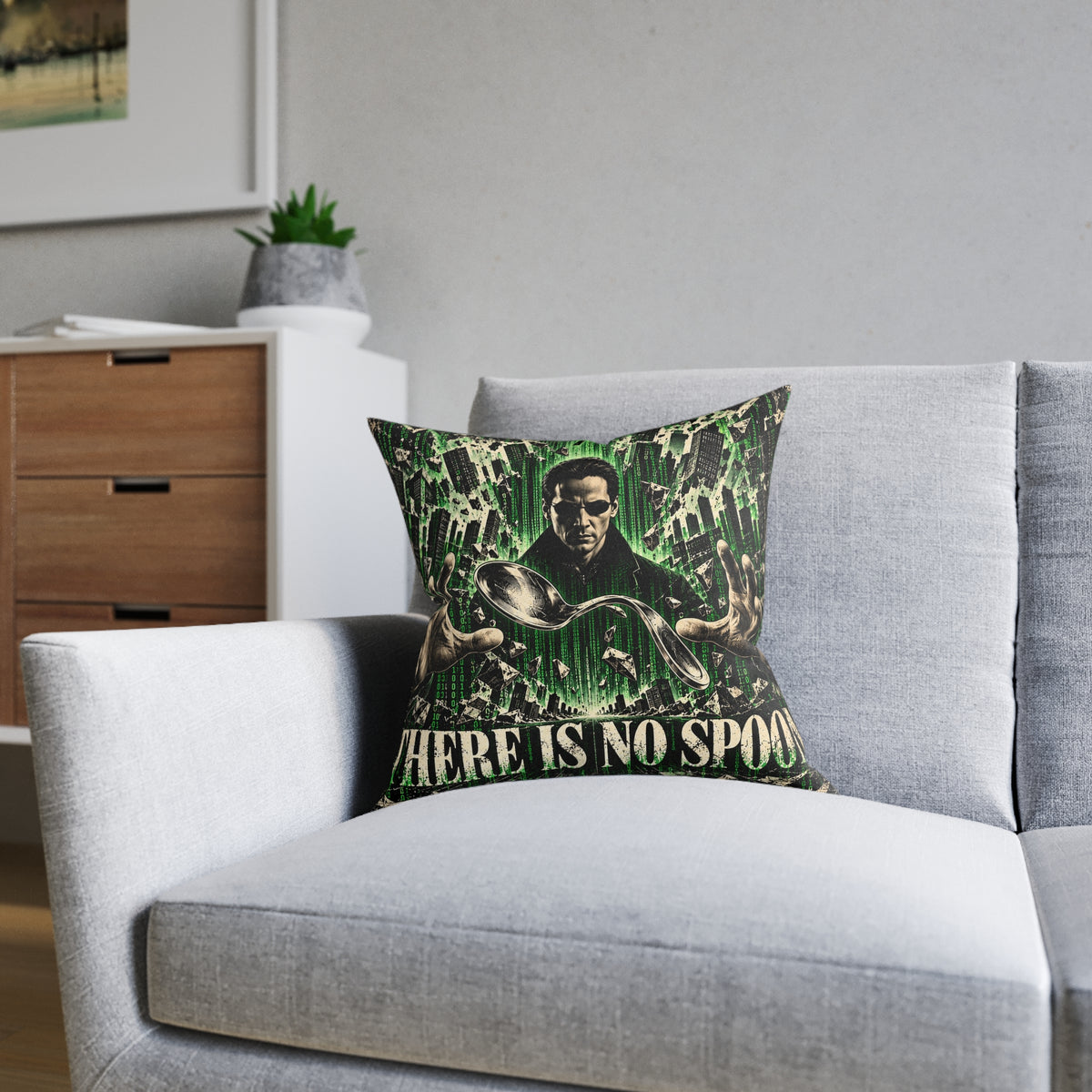 There Is No Spoon Sci Fi Cyberpunk Cushion | Decorative Sofa Pillow