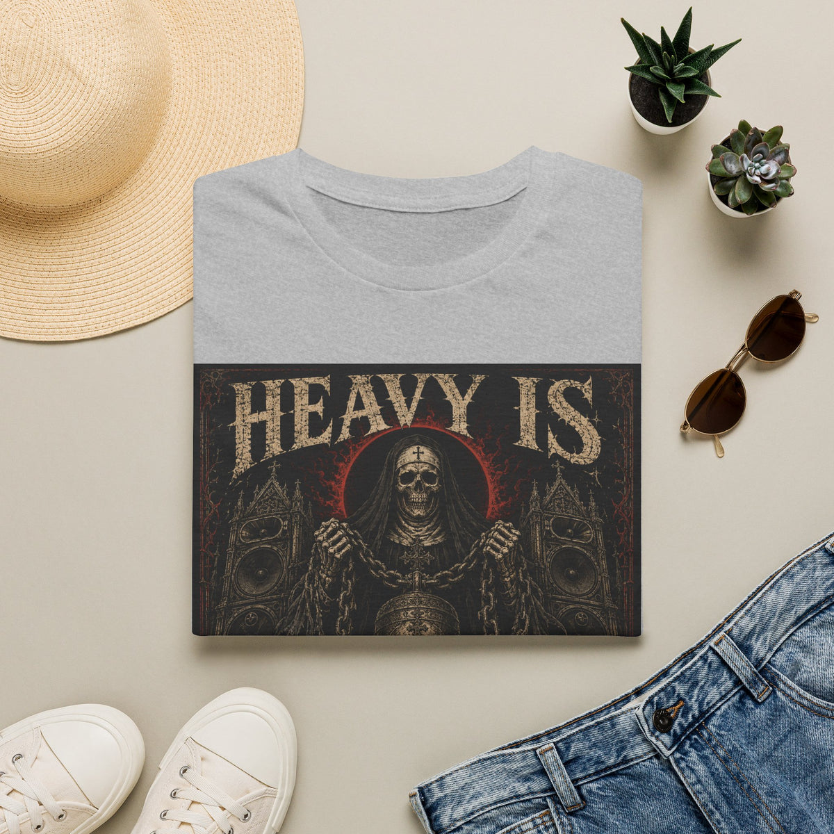Heavy Is T-Shirt — Gothic Skull Metal Band Tee