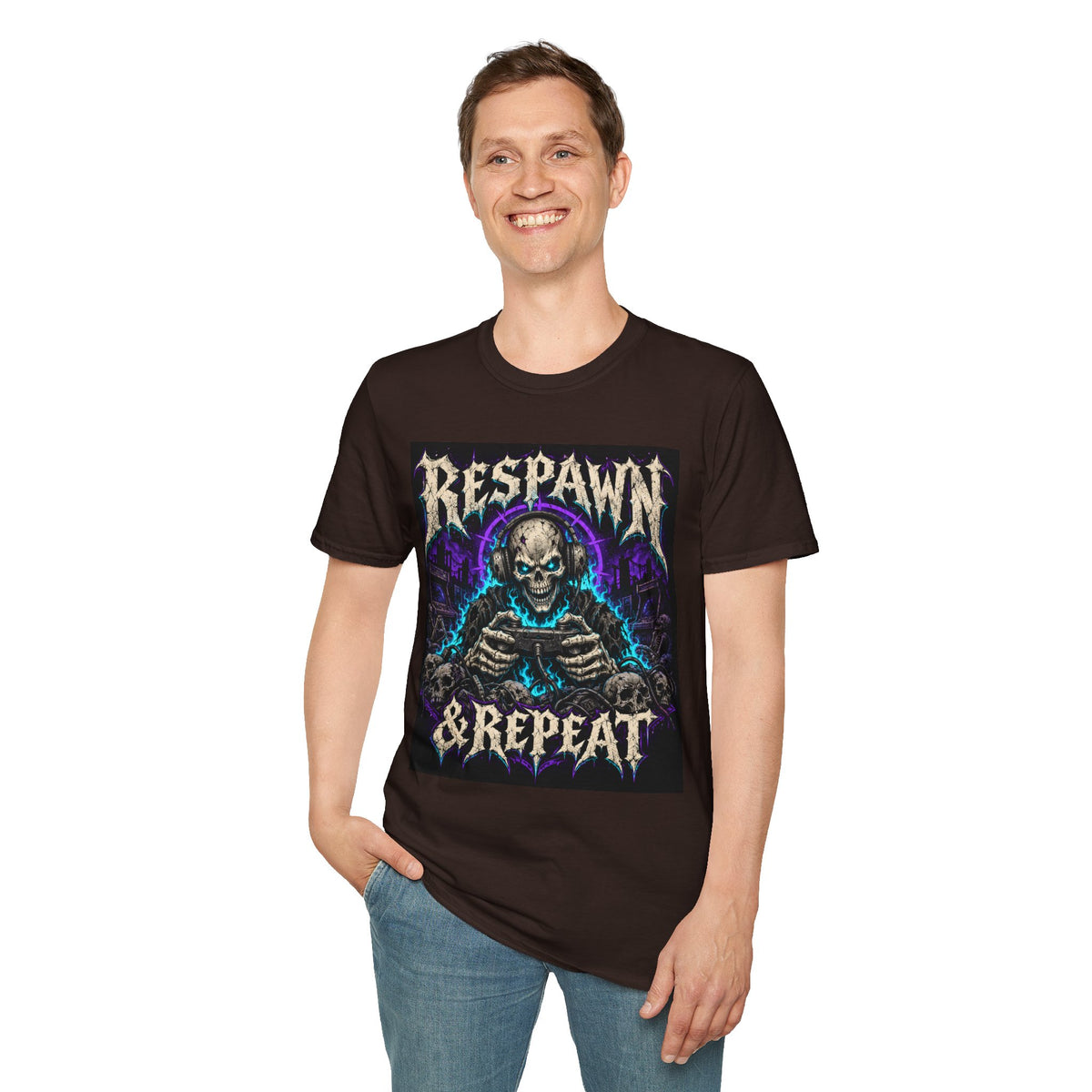 Respawn & Repeat T-Shirt — Skull Gamer Graphic Tee