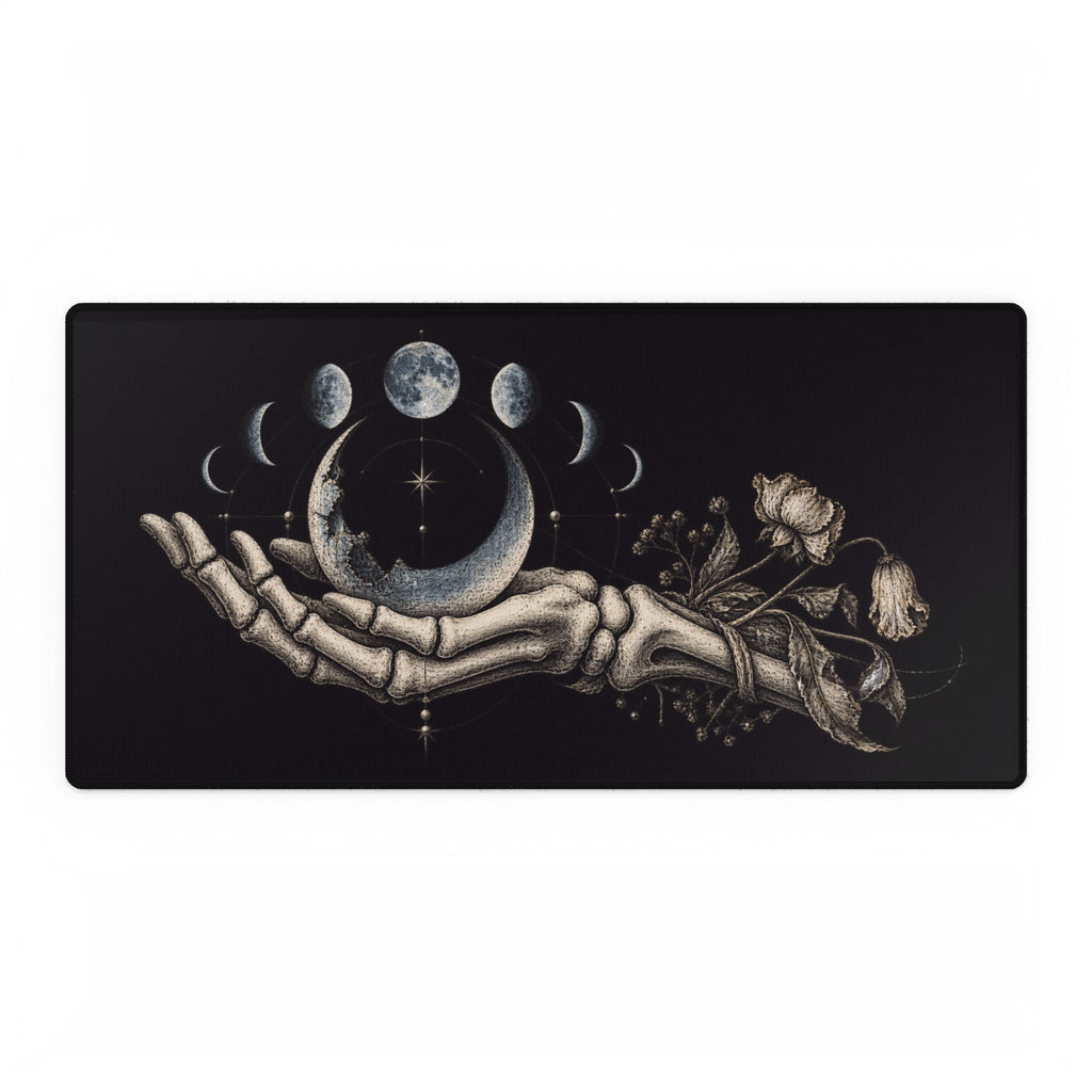 Mouse Mat | Skeleton Hand & Moon Phases | Gothic Celestial Art Desk Pad