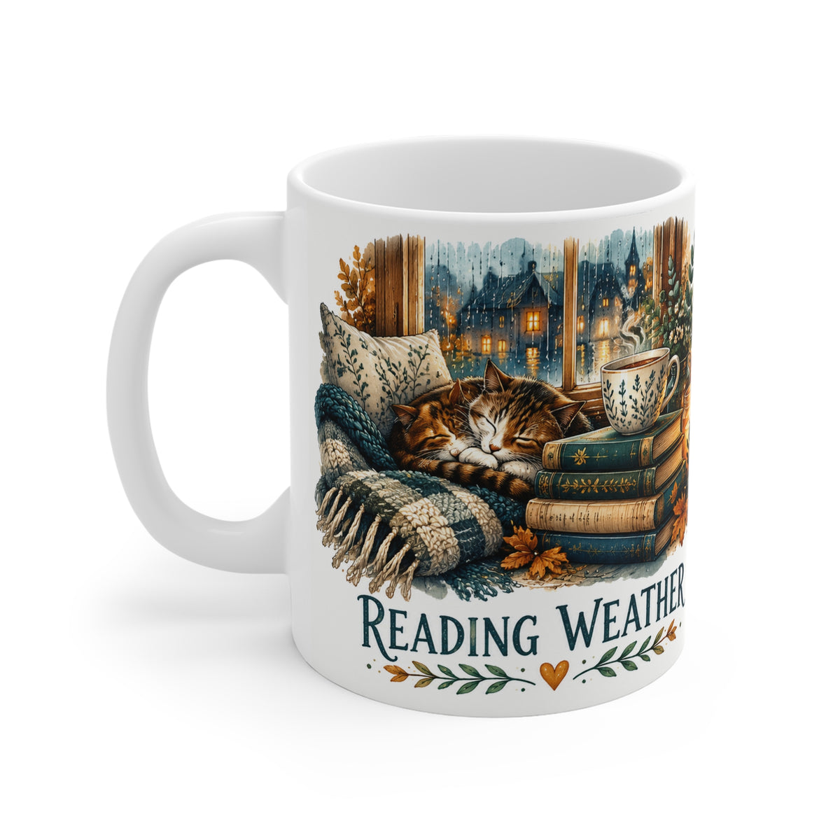 Reading Weather Mug | Cozy Autumn Books Ceramic Coffee Cup