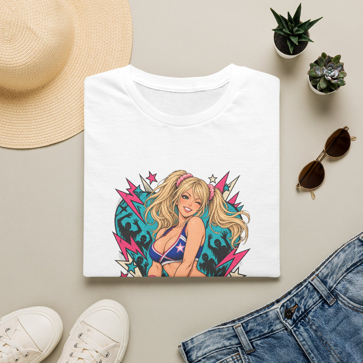 Juliet Starling | Lollipop Chainsaw | Zombie Game | Sexy Pin Up Girl T Shirt