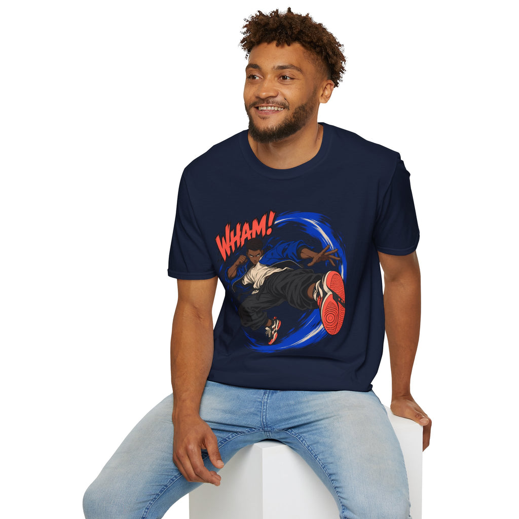 WHAM! | Anime Cartoon Ninja Kick Graphic T Shirt