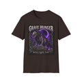Grave Hunger Gothic Band Tee — Purple Reaper Graphic T-Shirt