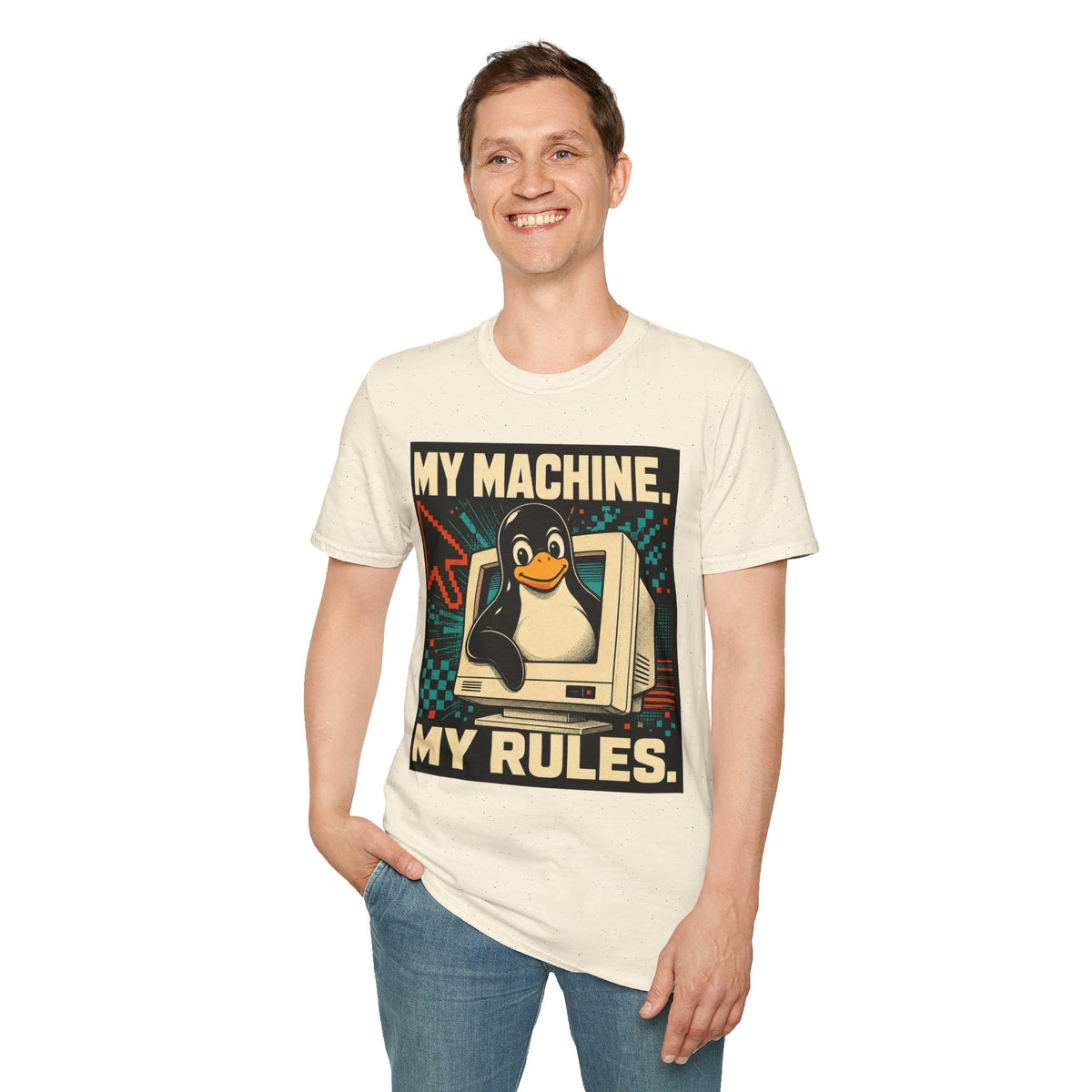 Retro Tux Penguin Tee — "My Machine, My Rules" Vintage Computer T-Shirt