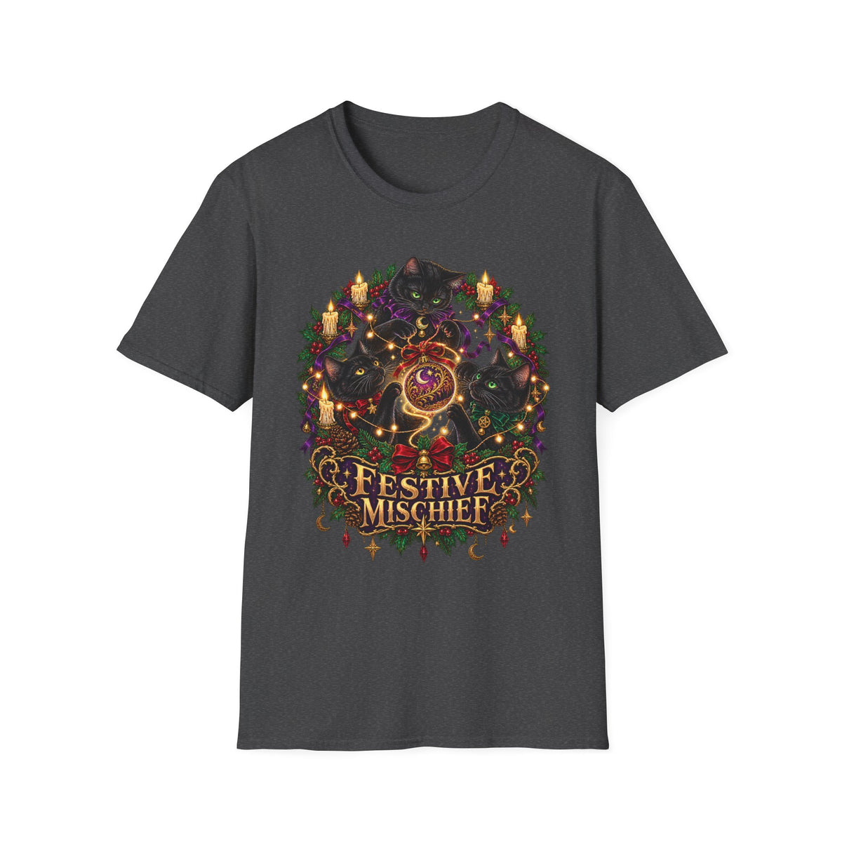 Festive Mischief | Cat Lover Christmas Holiday T-Shirt