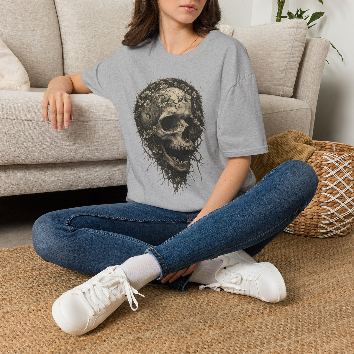 Floral Skull Graphic T-Shirt