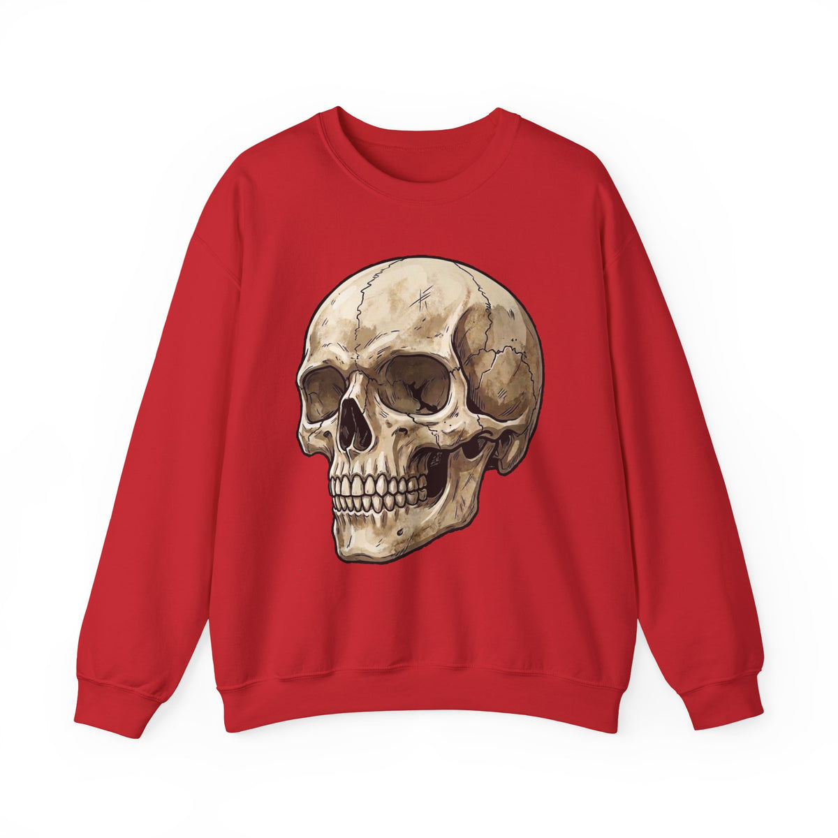 Skull Art Crewneck Sweatshirt — Vintage Anatomical Skull Graphic