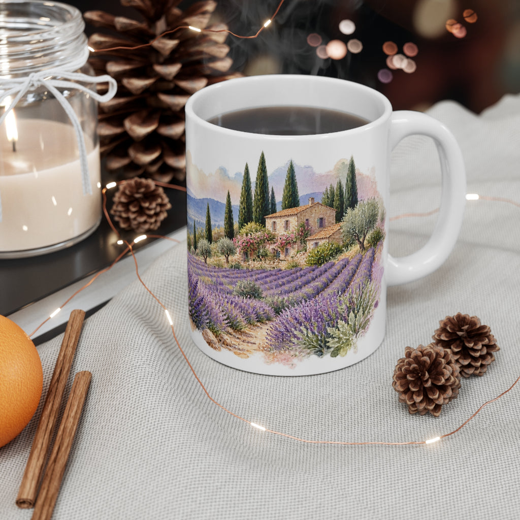 Lavender Countryside Watercolour Mug | Provence Landscape