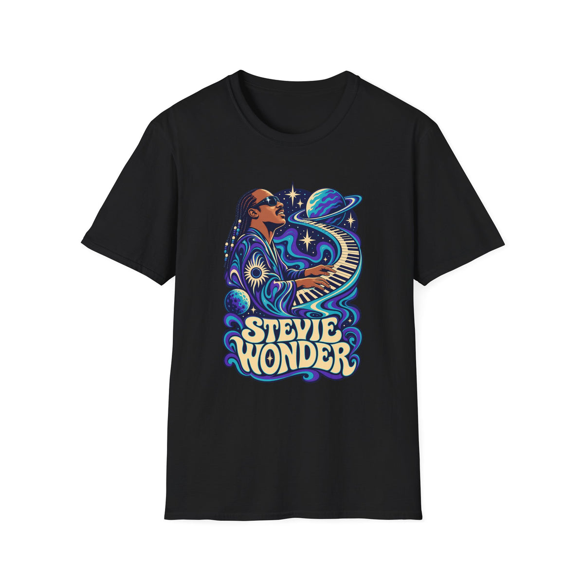 Stevie Wonder Cosmic Piano T-Shirt - Retro Soul Music Tee