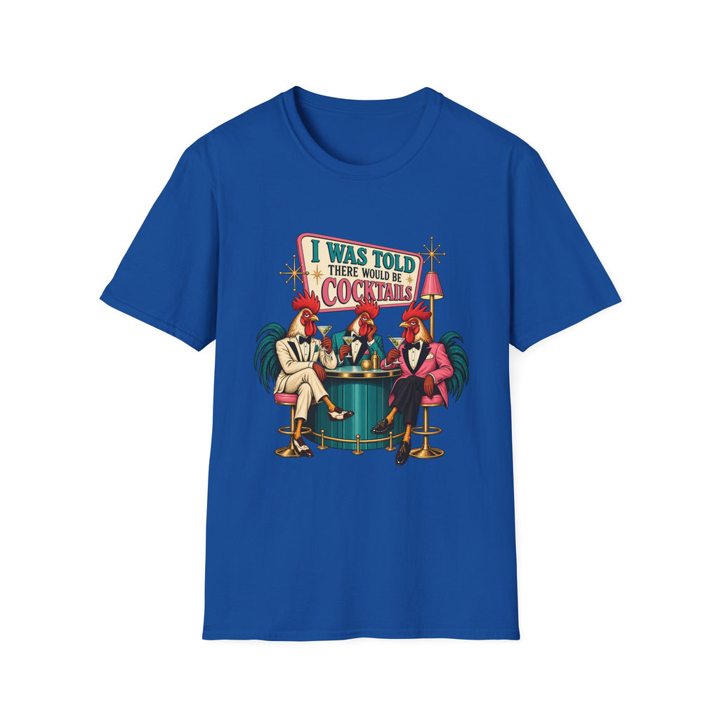 I Was Told There Would Be Cocktails T-Shirt | Retro Flamingo Bar Cocktail Tee