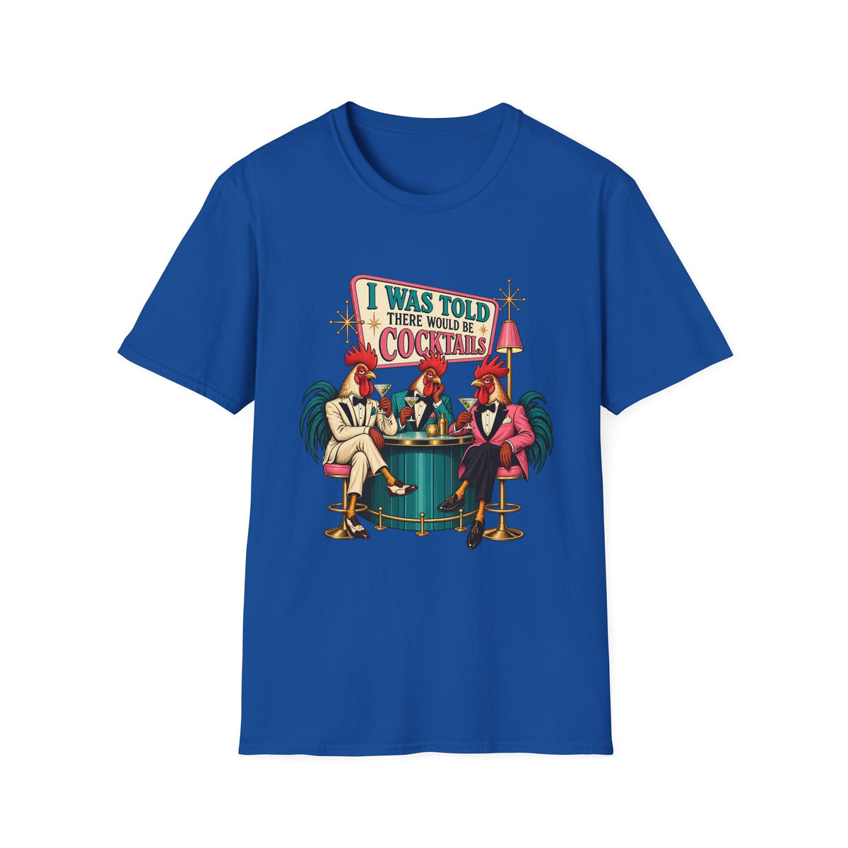 I Was Told There Would Be Cocktails T-Shirt | Retro Flamingo Bar Cocktail Tee