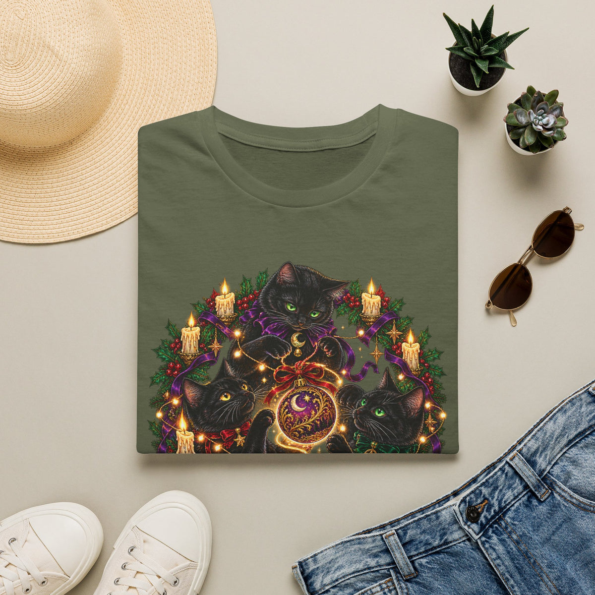 Festive Mischief | Cat Lover Christmas Holiday T-Shirt
