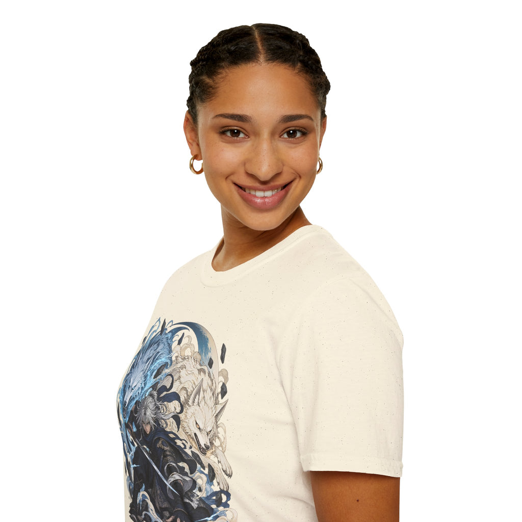Wolf Spirit T-Shirt | Japanese Samurai | Yin Yang Blue & White Wolves Graphic Tee