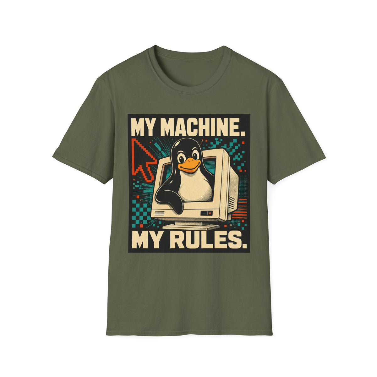 Retro Tux Penguin Tee — "My Machine, My Rules" Vintage Computer T-Shirt
