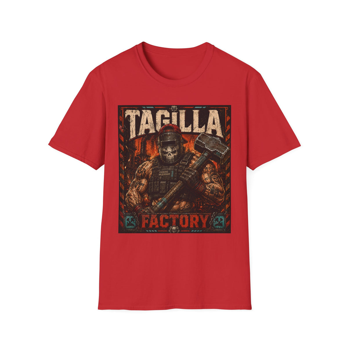 Tagilla Factory T-Shirt — Vintage Industrial Skull & Sledgehammer Graphic