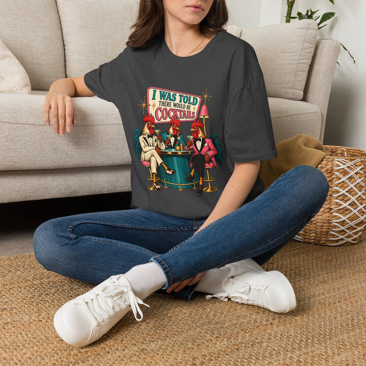 I Was Told There Would Be Cocktails T-Shirt | Retro Flamingo Bar Cocktail Tee