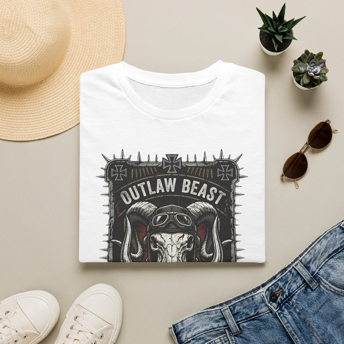 Outlaw Beast Skull T-Shirt — Biker Ranch Graphic Tee