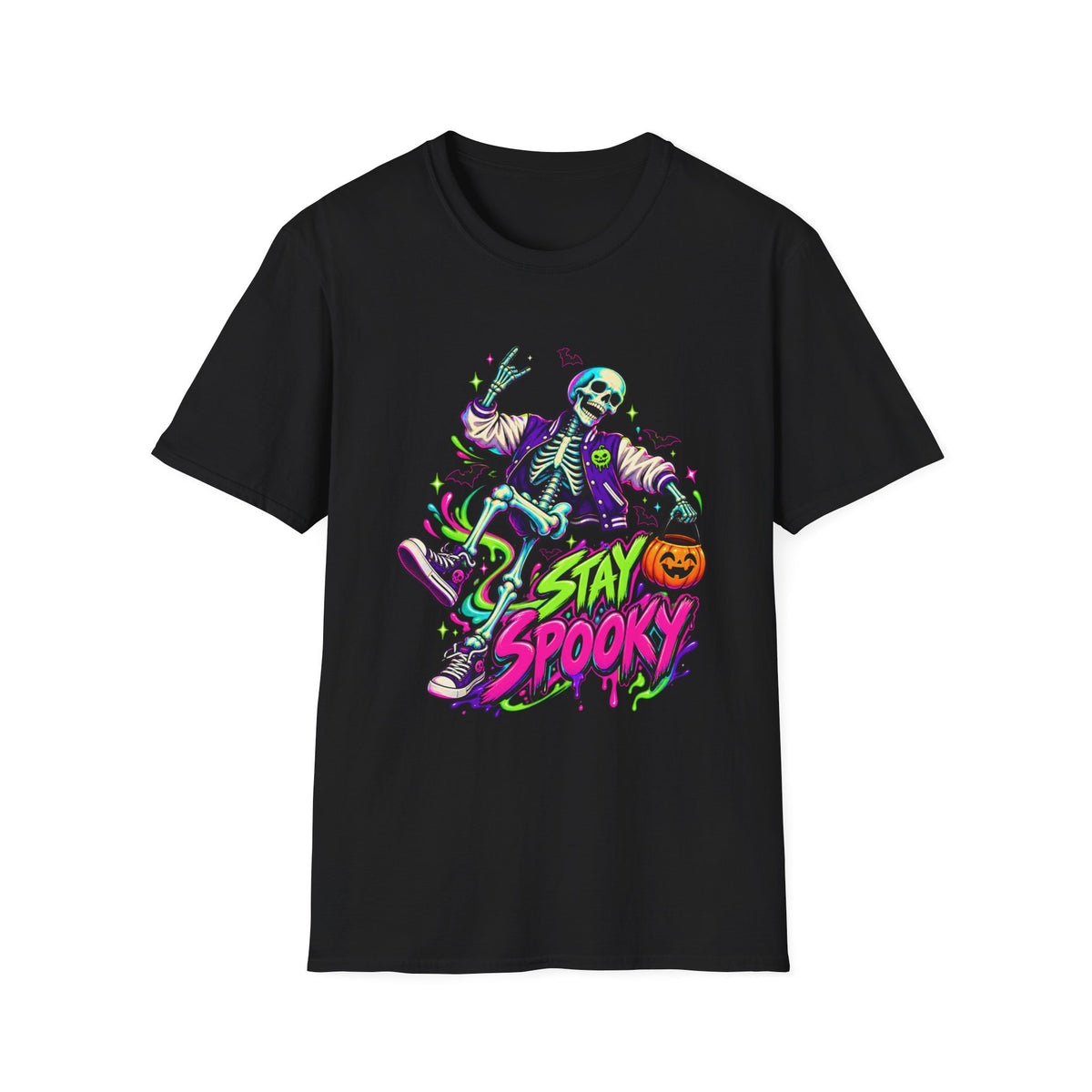 Stay Spooky | Skeleton | Halloween Neon Skate Graphic Tee