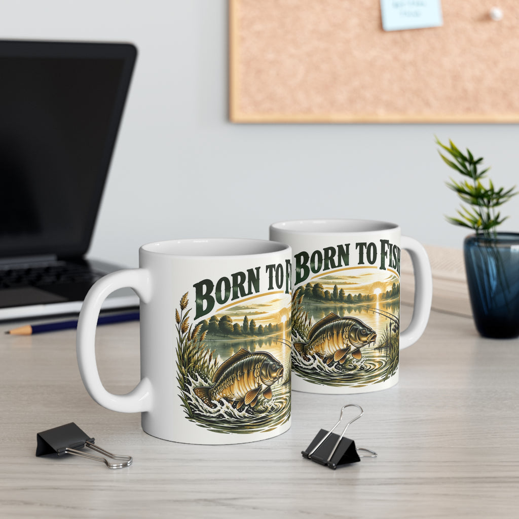 Born To Fish | Funny Fishing Coffee Mug Gift (11oz)