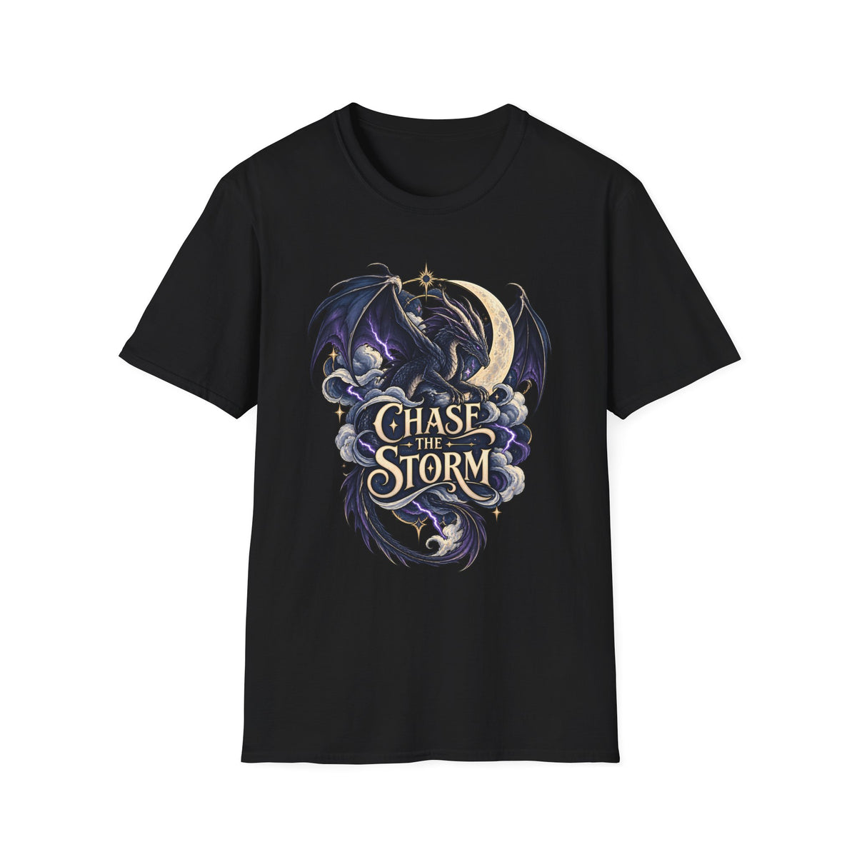 Chase the Storm | Onyx Storm | Fantasy Moon & Dragon T-Shirt