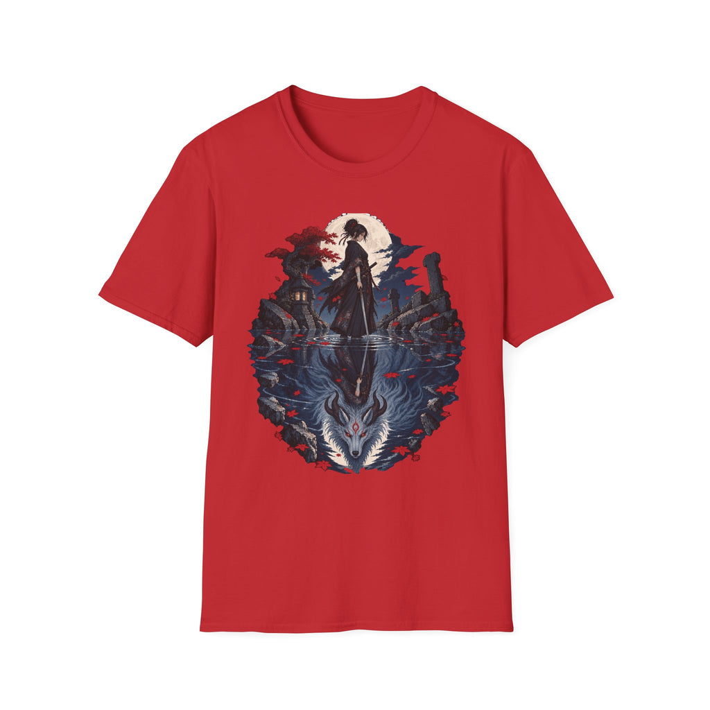 Reflection of a Monster | Moonlit Wolf Spirit T-Shirt | Samurai Silhouette Graphic Tee