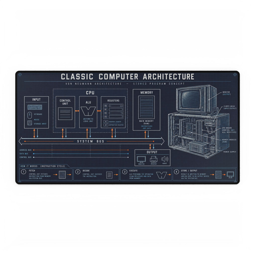 Classic Computer Architecture | Blueprint Gaming/Workstation Mouse Pad