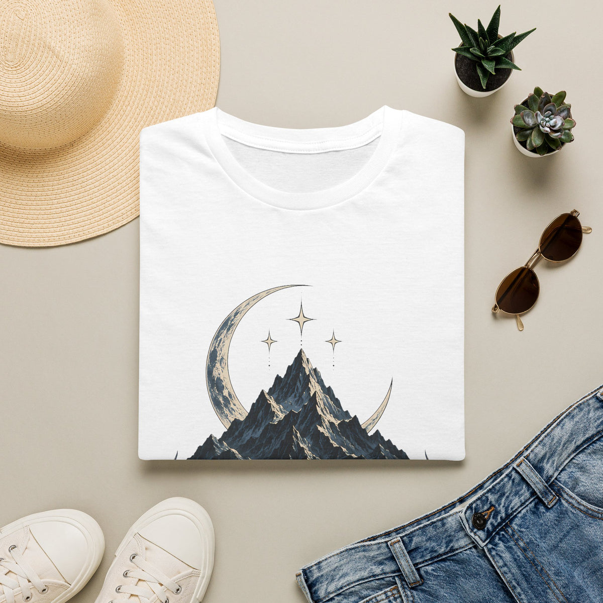 Night Court Mountain | ACOTAR Book Crescent Moon & Stars Graphic