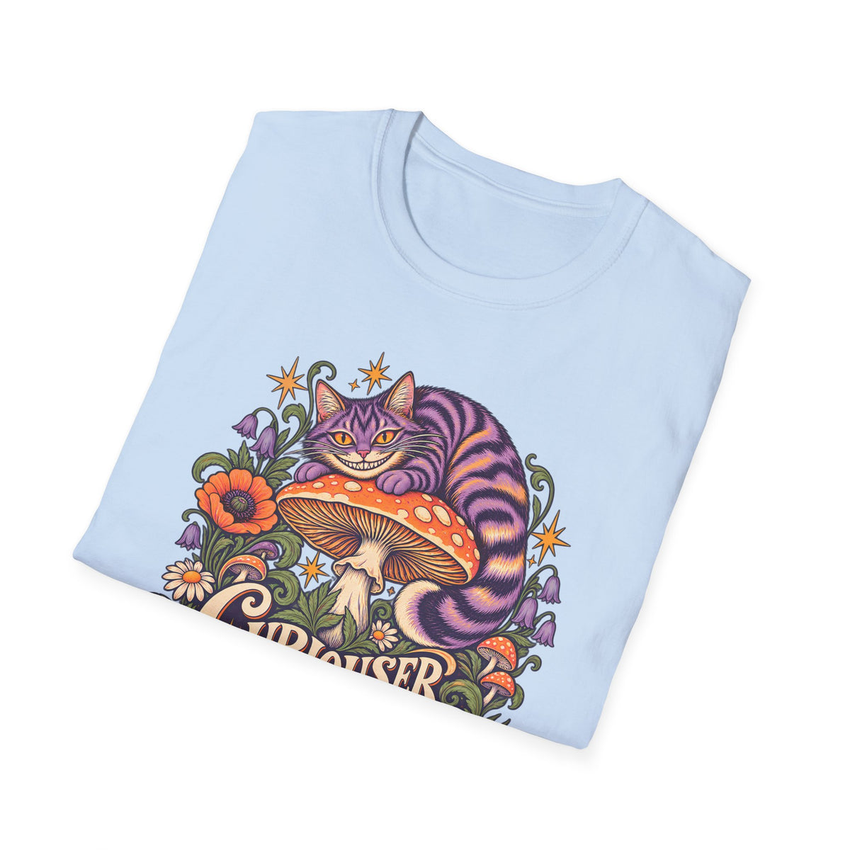 Cheshire Cat | Curiouser & Curiouser | Whimsical Mushroom Design Graphic Shirt