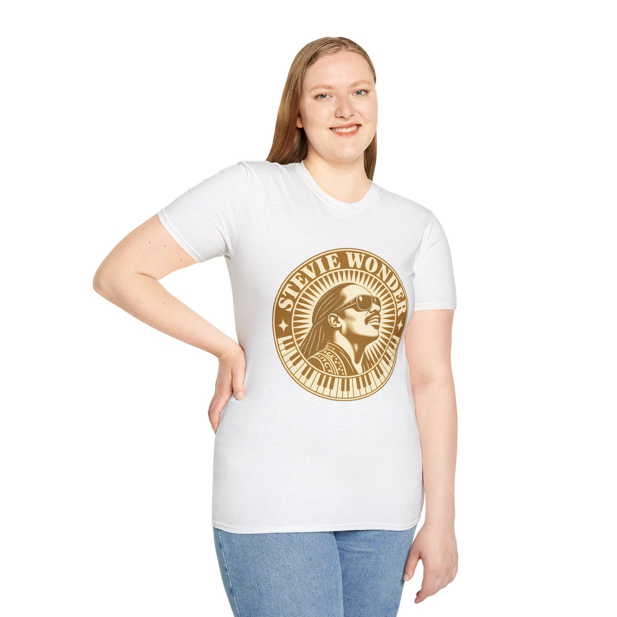 Stevie Wonder Graphic T-Shirt - Vintage Gold Portrait Tee