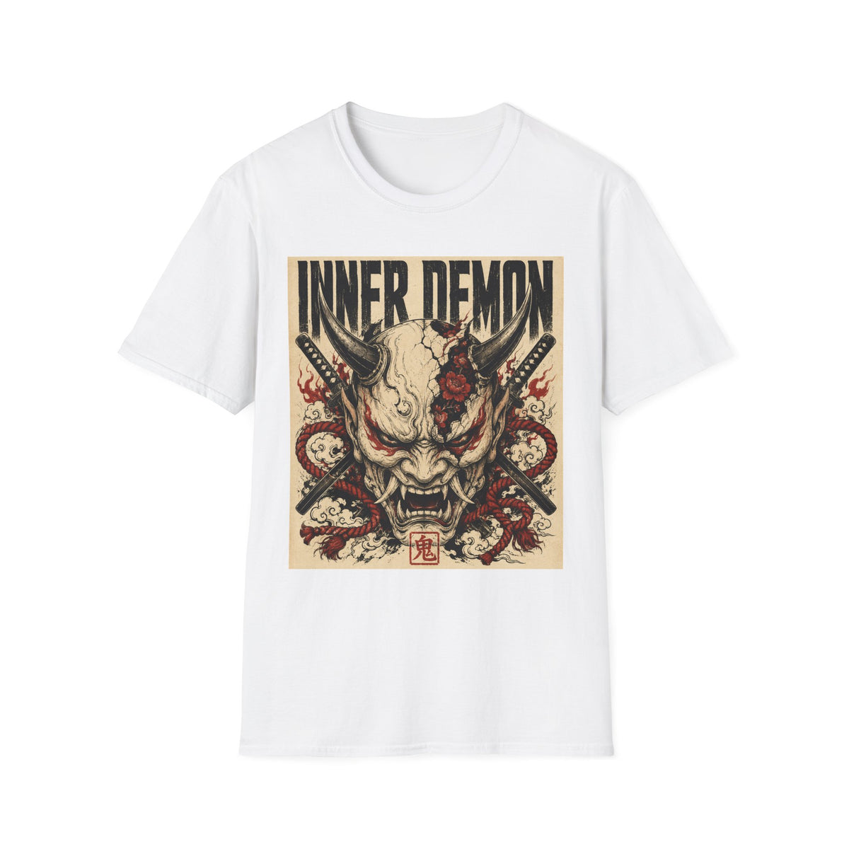 Inner Demon Graphic T-Shirt — Horror Skull Oni Design