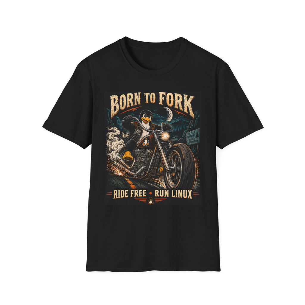 Linux | Born to Fork | Ride Free · Run Linux | Biker Tee