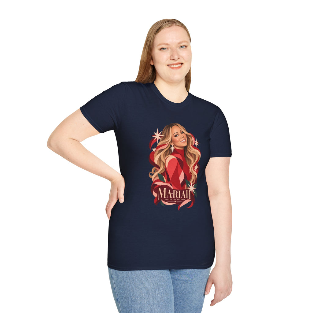 Mariah Carey | Holiday Diva Graphic Tee | Retro Red Star Portrait