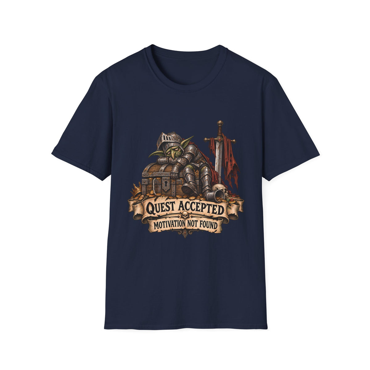 Quest Accepted T‑Shirt | Fantasy Gamer Tee (Motivation Not Found)
