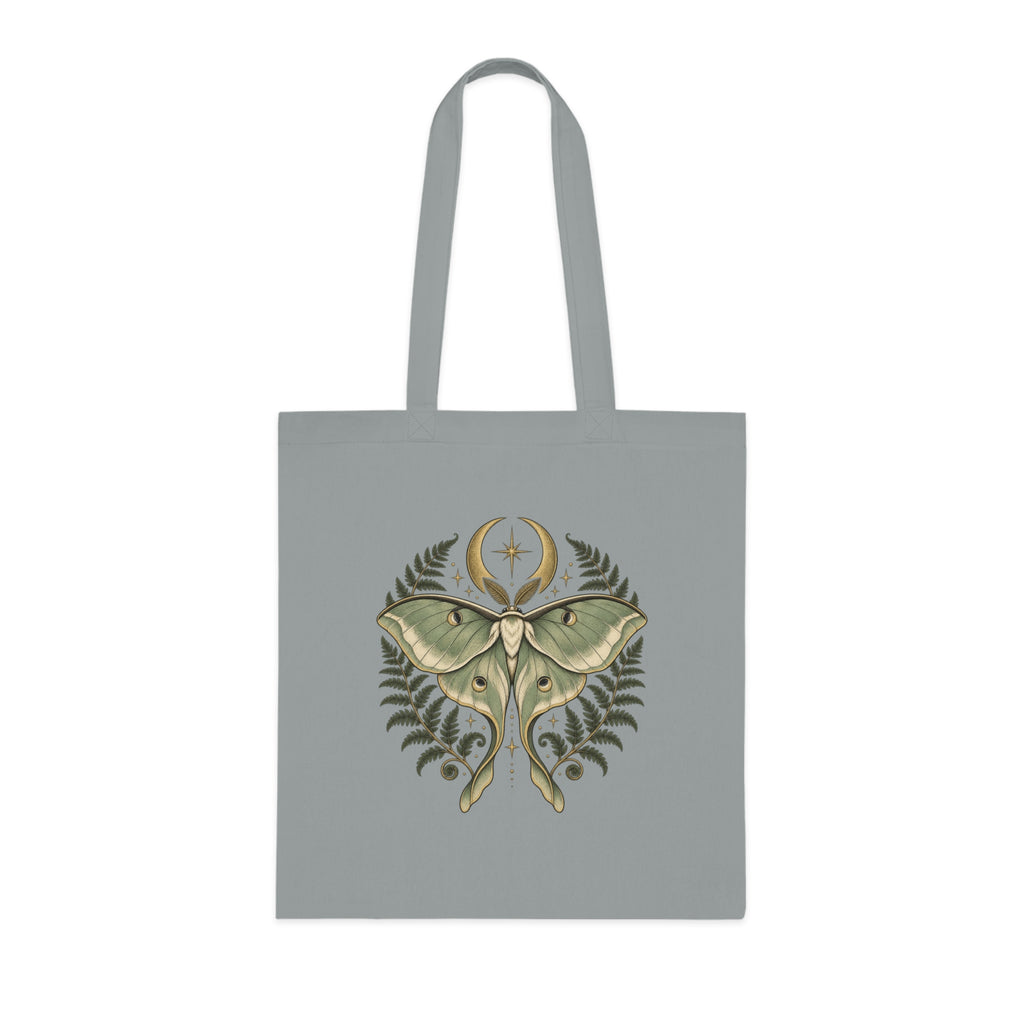 Celestial Moth Cotton Tote Bag Moon Botanical Shopper Nature Lover Gift