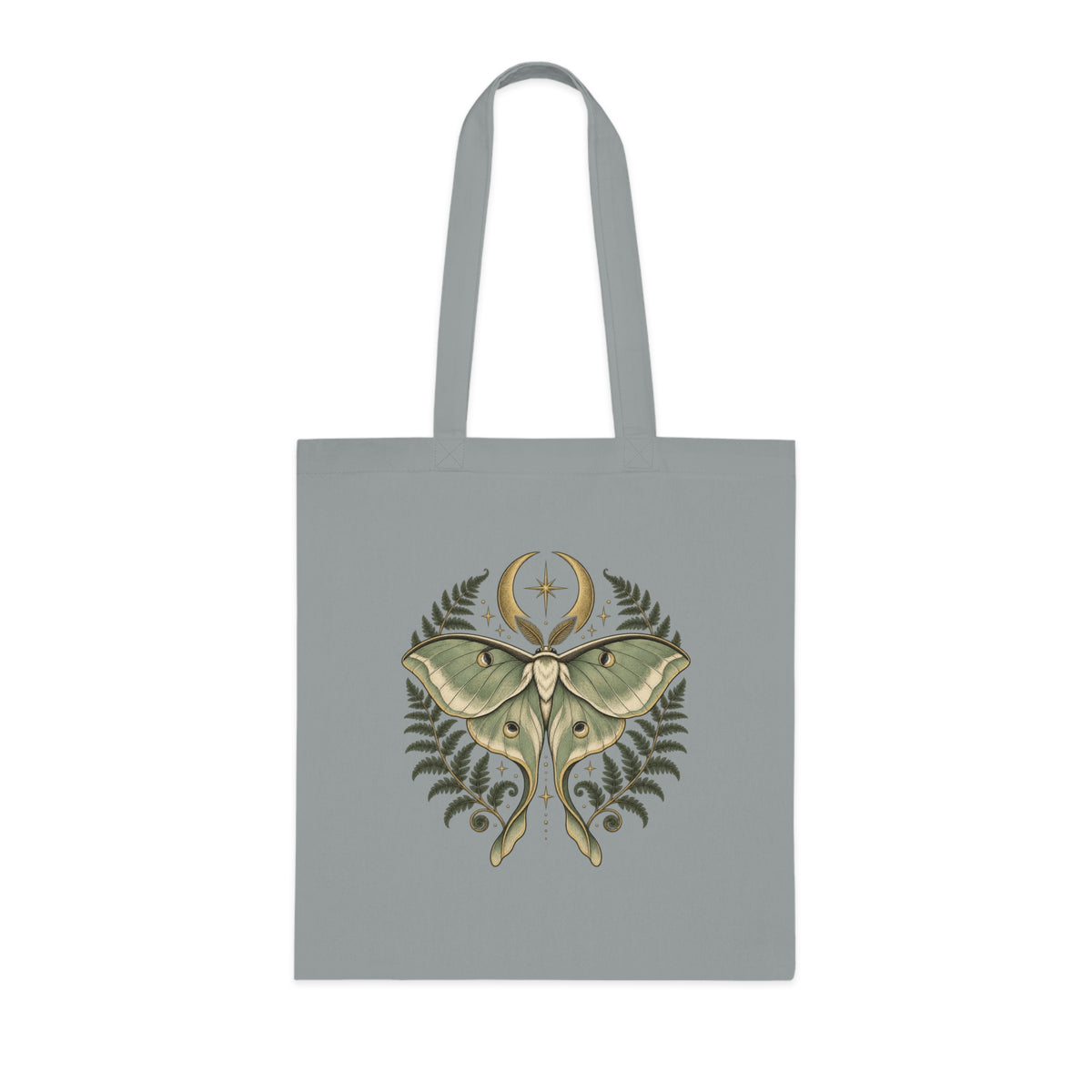 Celestial Moth Cotton Tote Bag Moon Botanical Shopper Nature Lover Gift