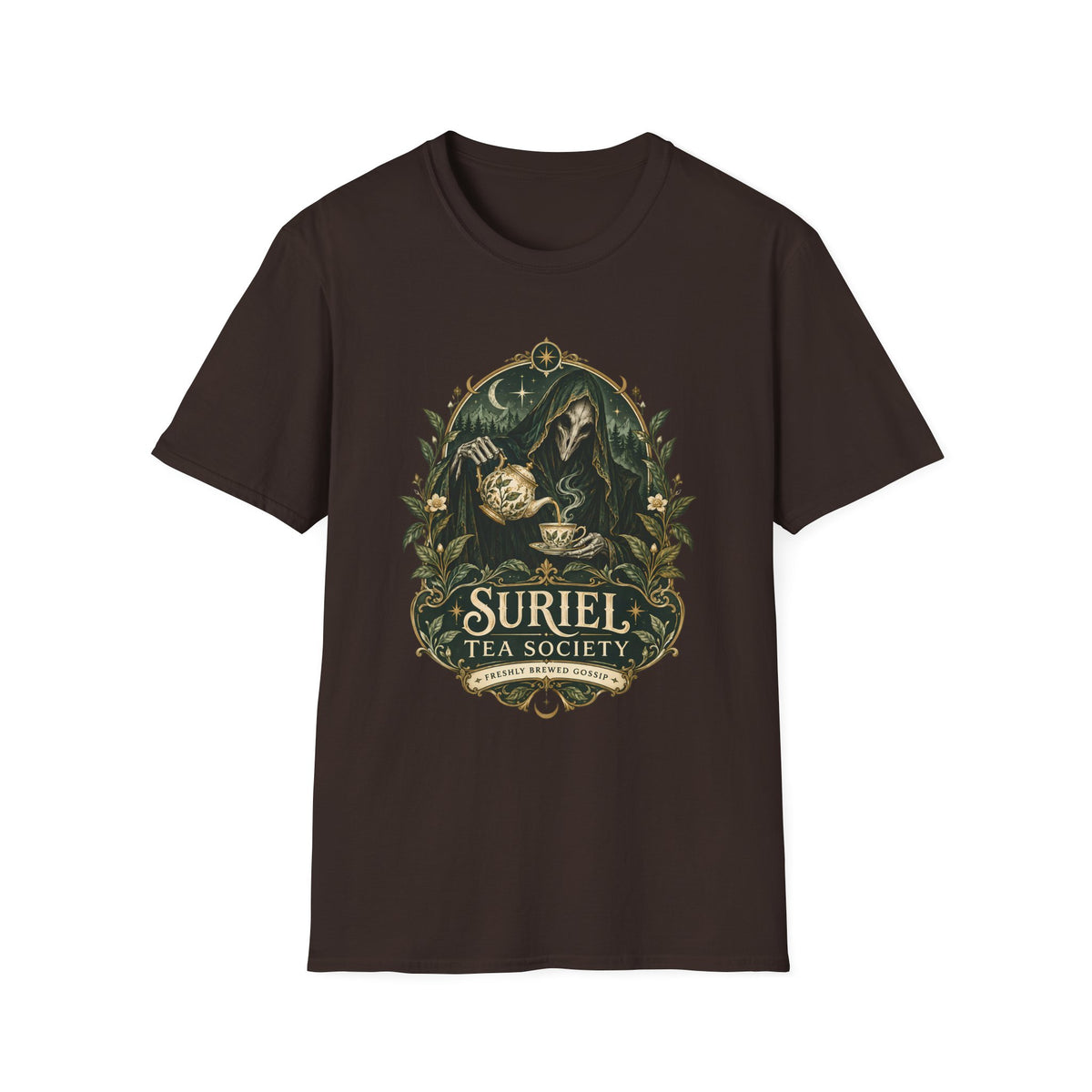 Suriel Tea Society | Freshley Brewed Gossip | ACOTAR Book Graphic T Shirt