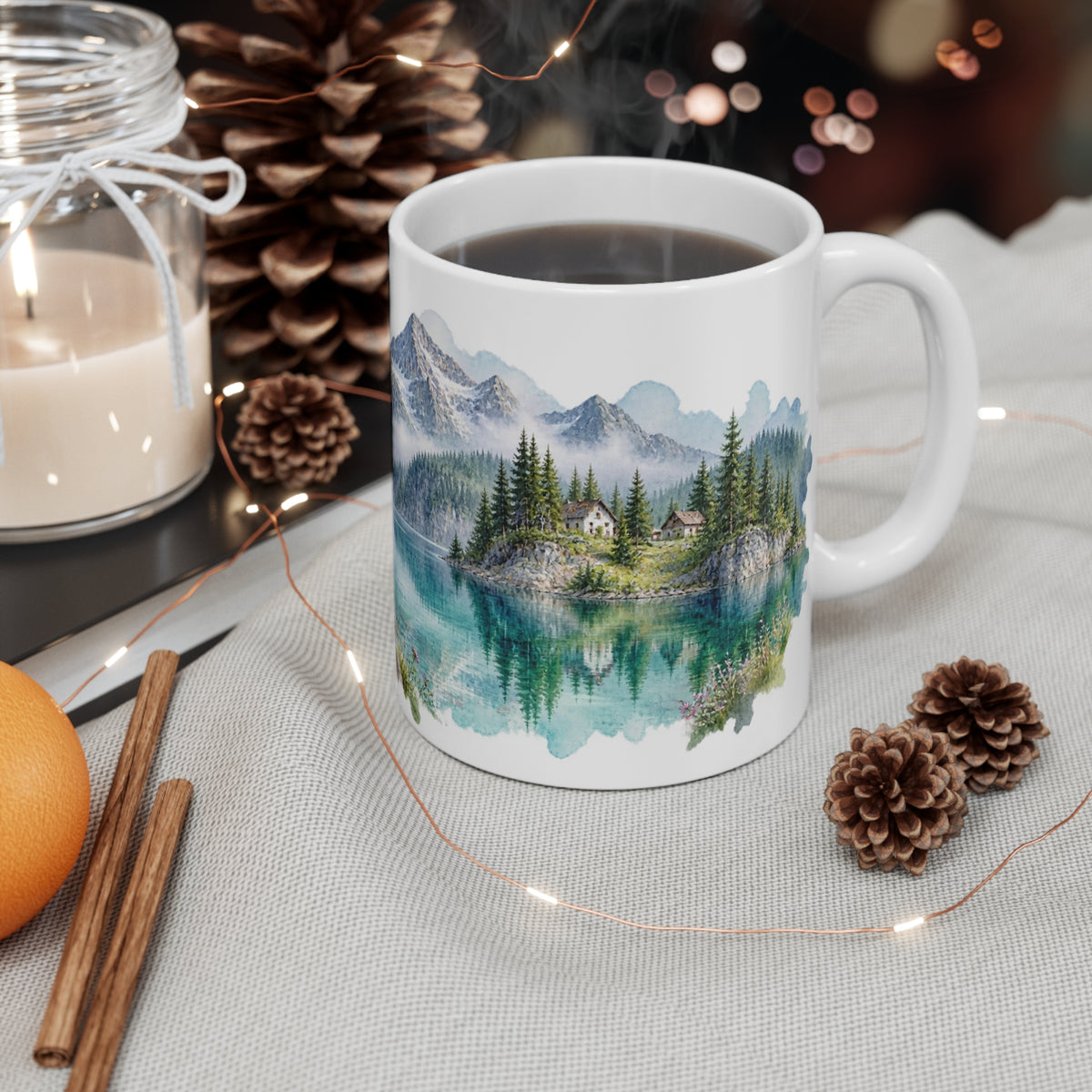 Alpine Lake Watercolour Mug | Mountain Landscape